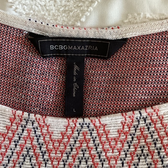 BCBGMaxAzria Long Sleeve Zigzag Dress - Cream and Brown - Picture 4 of 8